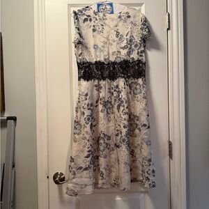 Sundance Dress with Blue Floral and Black Lace